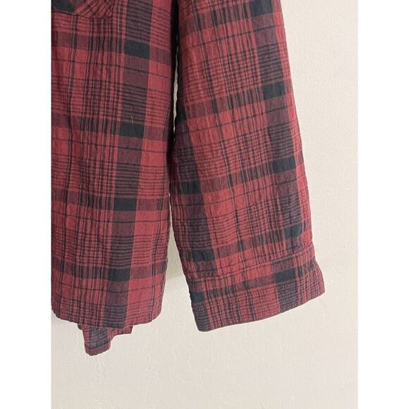Habitat S Shirt Maroon & Black Plaid Button Down Casual Top Blouse Relaxed Fit - Picture 3 of 7